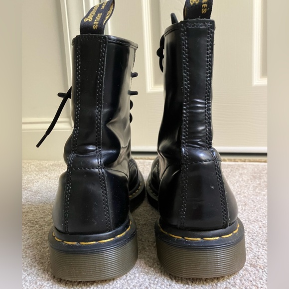 DR MARTINS 1460 8 eye black smooth leather boot goth grunge chunky combat Y2K 10 - Picture 5 of 10